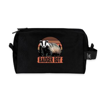 Funny Animal Badger - Recycled Toiletry Zip Bag - black - Front
