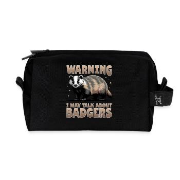 Funny Animal Badger - Recycled Toiletry Zip Bag - black - Front