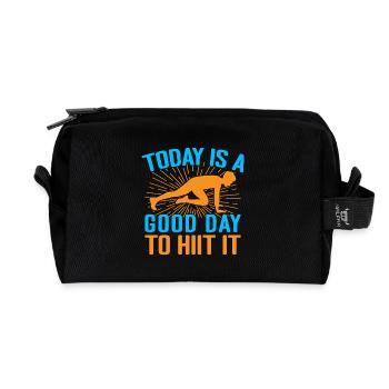 Fitness Fanatics Today A Good Day To Hiit - Recycelte Kulturtasche - Schwarz - Vorne