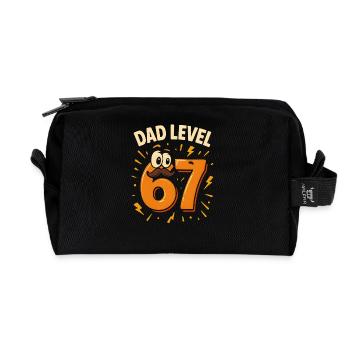 Dad Level 67 Six Seven Meme Father Dad Humor - Recycled Toiletry Zip Bag - black - Front