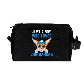 Boy Who Loves Chihuahuas Shirt - Recycled Toiletry Zip Bag - black - Front