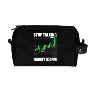 Stop talking stock market stock market traders - Recycled Toiletry Zip Bag - black - Front