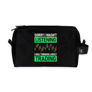 Sorry i wasn't listening stock market stock market traders - Recycled Toiletry Zip Bag - black - Front