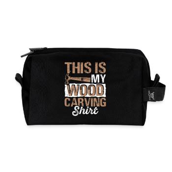 Chemise en bois sculptée en bois - Trousse de toilette en tissu recyclé - noir - Devant