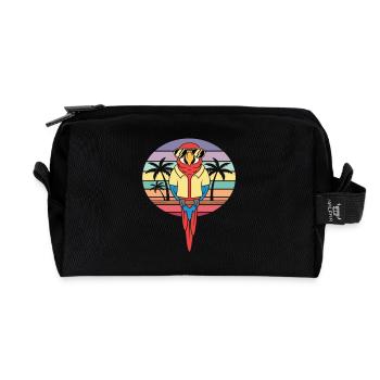 Cooler Papagei Retro Sommer Palmen - Recycelte Kulturtasche - Schwarz - Vorne