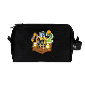 2 Bagger 2. Geburtstag - Recycelte Kulturtasche - Schwarz - Vorne