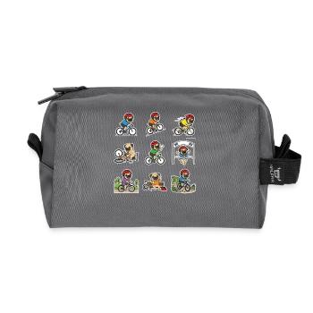 Funny Pug Bicycle Cyclist Dog Lover - Recycled Toiletry Zip Bag - anthracite - Front