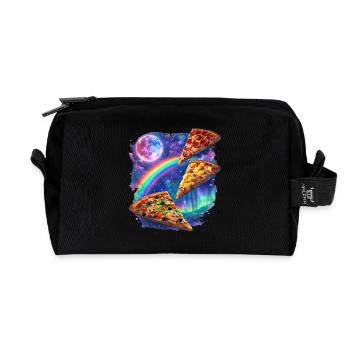 Cosmic Rainbow Pizza All - Recycled Toiletry Zip Bag - black - Front
