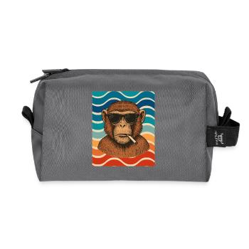 Wellen-Chimp mit Sonnenbrille - Recycelte Kulturtasche - Anthrazit - Vorne