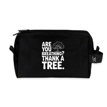 Tu respires ? Remercie un arbre. - Trousse de toilette en tissu recyclé - noir - Devant