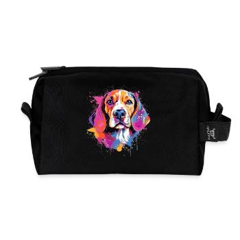 Éclaboussures colorées de Beagle Dog - Trousse de toilette en tissu recyclé - noir - Devant