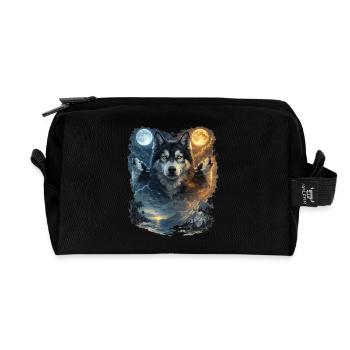 Two Moons Siberian Husky - Recycled Toiletry Zip Bag - black - Front