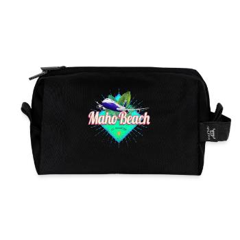 St. Maarten Airplane Caribbean Vintage Souvenir - Recycled Toiletry Zip Bag - black - Front