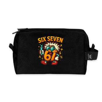 Six Seven 67 Idée de cadeau pour nerds sur l’humour scientifique - Trousse de toilette en tissu recyclé - noir - Devant