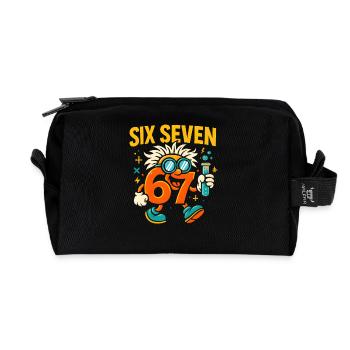 Six Seven 67 Idée de cadeau pour nerds sur l’humour scientifique - Trousse de toilette en tissu recyclé - noir - Devant