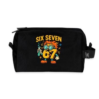 Six Seven 67 Idée de cadeau pour nerds sur l’humour scientifique - Trousse de toilette en tissu recyclé - noir - Devant