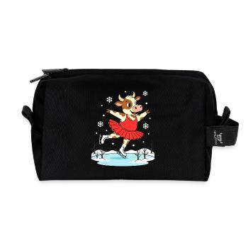 Kuh Eiskunstlauf im Rotkleid - Recycelte Kulturtasche - Schwarz - Vorne
