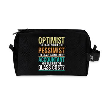 optimist the glass is half full pessimist - Recycled Toiletry Zip Bag - black - Front