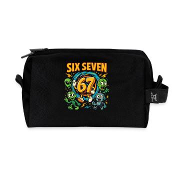 Six Seven 67 Italian Brainrot Nerd Humour Drôle - Trousse de toilette en tissu recyclé - noir - Devant