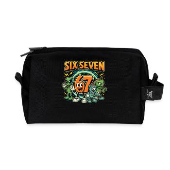 Six Seven 67 Italian Brainrot Nerd Humour Drôle - Trousse de toilette en tissu recyclé - noir - Devant