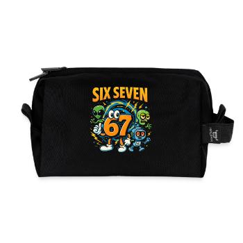 Six Seven 67 Italian Brainrot Nerd Humour Drôle - Trousse de toilette en tissu recyclé - noir - Devant