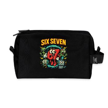 Six Seven 67 Italian Brainrot Nerd Humour Drôle - Trousse de toilette en tissu recyclé - noir - Devant