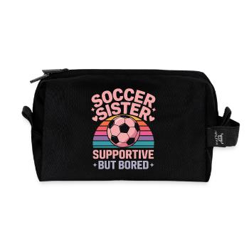 Football Sayings Sister Funny Football Gift - Recycled Toiletry Zip Bag - black - Front