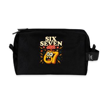 Six Seven 67 Italian Brainrot Nerd Humour Drôle - Trousse de toilette en tissu recyclé - noir - Devant