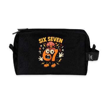 Six Seven 67 Italian Brainrot Nerd Humour Drôle - Trousse de toilette en tissu recyclé - noir - Devant
