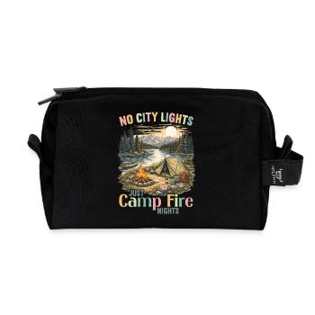 Camping Lagerfeuer Camper Outdoor Nature Berge - Recycelte Kulturtasche - Schwarz - Vorne