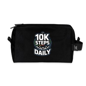 10k Steps Daily - Recycled Toiletry Zip Bag - black - Front