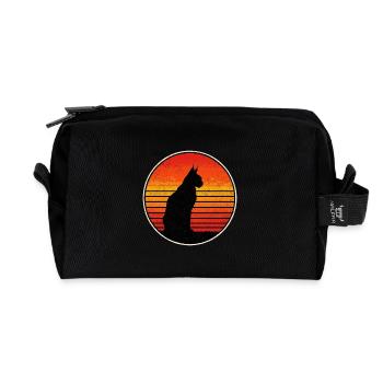 Luchs Katze Retro Wildkatze Design Naturfreund - Recycelte Kulturtasche - Schwarz - Vorne