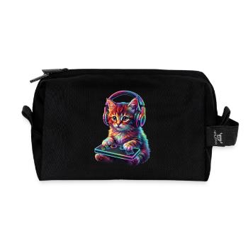 Gamer, Gaming, Video Gamer, Zocker, Katze - Recycelte Kulturtasche - Schwarz - Vorne
