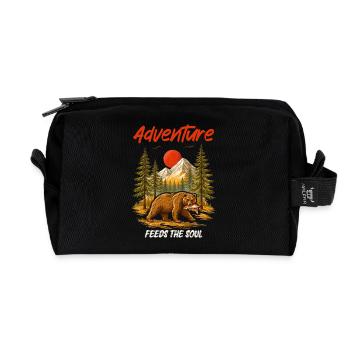 Camping Natur Campingausflug Wandern Berge - Recycelte Kulturtasche - Schwarz - Vorne