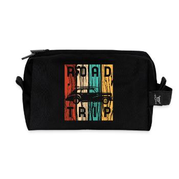 Road Trip Vintage Car Retro Stripes - Trousse de toilette en tissu recyclé - noir - Devant