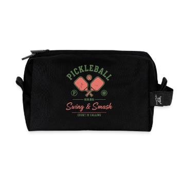 Pickleball Lustiger Schwung und Smash Court - Recycelte Kulturtasche - Schwarz - Vorne