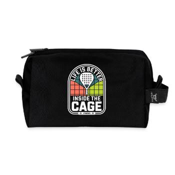 Padel Player Life Is Better Inside The Cage Padel - Recycled Toiletry Zip Bag - black - Front