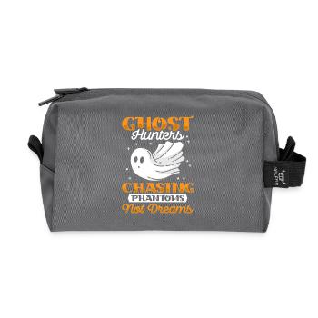 Ghost Hunter Halloween English Saying - Recycled Toiletry Zip Bag - anthracite - Front