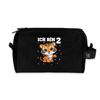Ich bin 2 - Süßes Tiger zum 2. Geburtstag - Recycelte Kulturtasche - Schwarz - Vorne