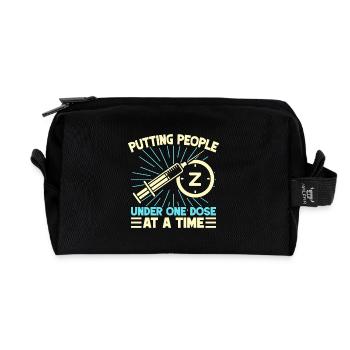Anesthesiologist Putting People One Dose - Recycled Toiletry Zip Bag - black - Front