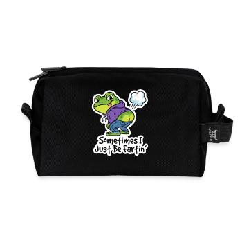 Kicherfrosch Hoodie Spruch - Recycelte Kulturtasche - Schwarz - Vorne