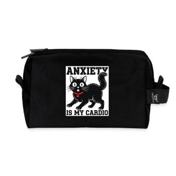 Anxiety is my cardio cat - Recycled Toiletry Zip Bag - black - Front