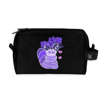 Lavender Caterpillar Heart Child Baby - Recycled Toiletry Zip Bag - black - Front