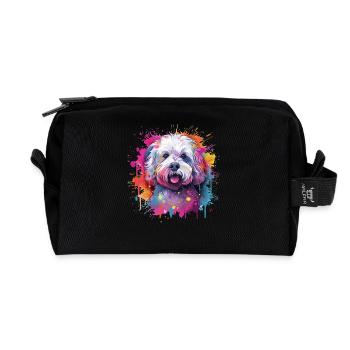 Chien coloré d’art éclaboussé Bichon Fris - Trousse de toilette en tissu recyclé - noir - Devant