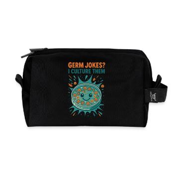 Cultivating germ jokes | Microbiology Humor - Recycled Toiletry Zip Bag - black - Front