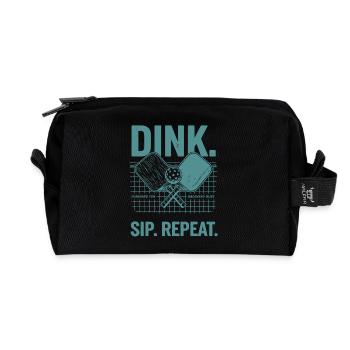 Pickleball Funny Player Pickle Ball Dink Sip - Recycled Toiletry Zip Bag - black - Front