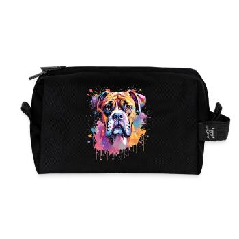 Boxer Bunte Hund Splash Art - Recycelte Kulturtasche - Schwarz - Vorne