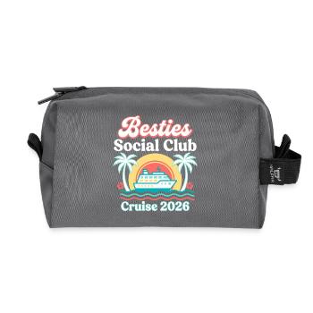 Besties Social Club Cruise 2026 Retro Design - Recycled Toiletry Zip Bag - anthracite - Front