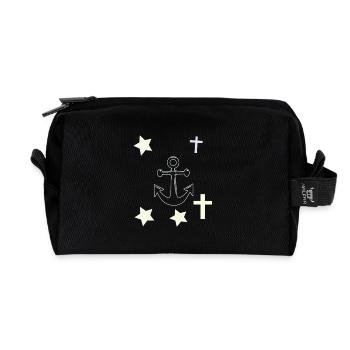 Anchors, stars and crosses - Recycled Toiletry Zip Bag - black - Front