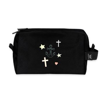 Anchor Dream Star Hearts Motif - Recycled Toiletry Zip Bag - black - Front